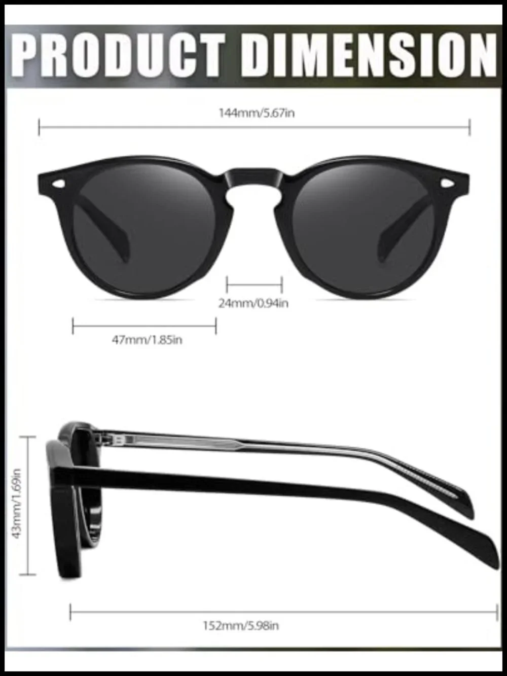Polarized UV400 Protection Acetate TR90 Retro Round Sunglasses